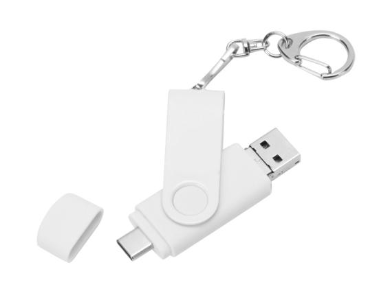 USB 3.0/micro USB/Type-C - флешка на 32 Гб 3-в-1 с поворотным механизмом