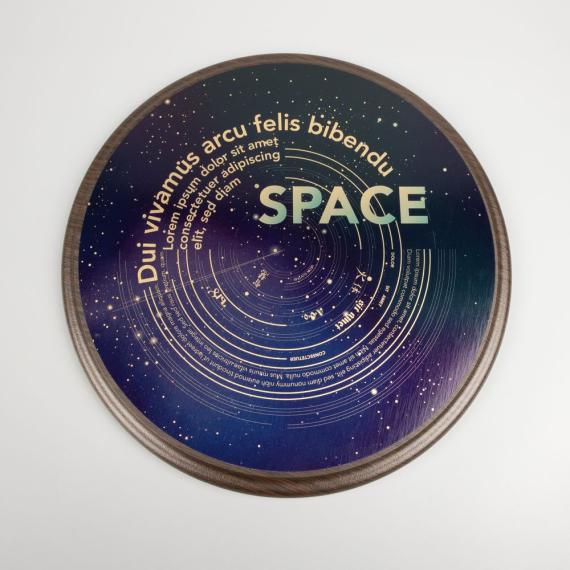 Плакетка Plaque, круглая, венге с золотистой пластиной