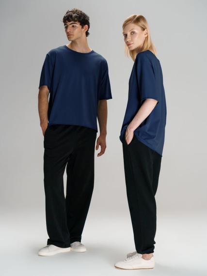 Футболка оверсайз унисекс Vozduh, темно-синяя, размер XS/S