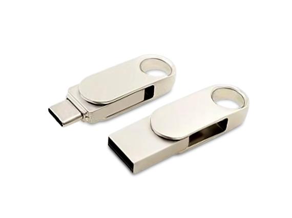 USB 2.0- флешка «Uranium» на 32 Гб с поворотным механизмом и дополнительным разъемом Type-C