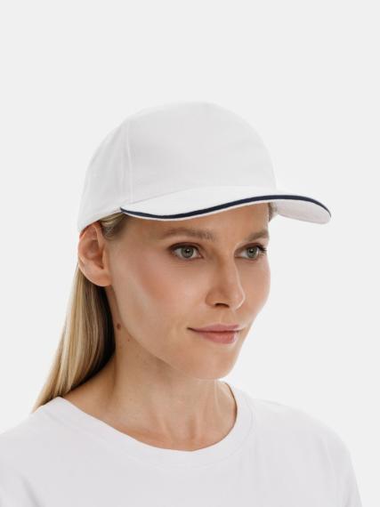 Бейсболка Classic 2.0, белая с темно-синим кантом