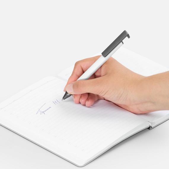 Ручка шариковая Standic с подставкой для телефона, белая