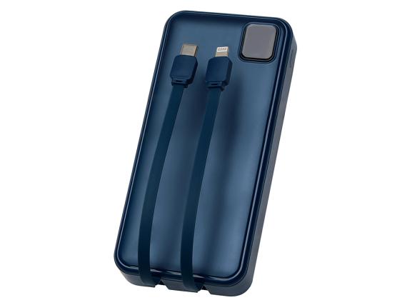 Внешний аккумулятор со встроенными кабелями «Фрэйм Про», быстрая зарядка, 20000мач